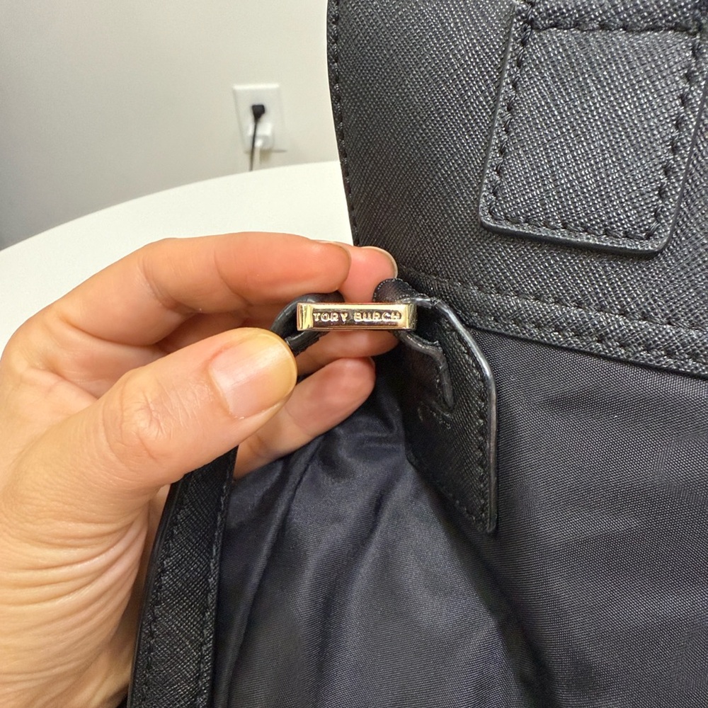 TORY BURCH Black Backpack with Gold accents Piper Flap trending - Picture 5 of 9